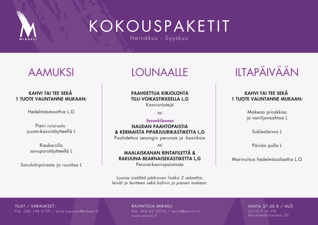 Mikaelin herkulliset kokoustarjoilut