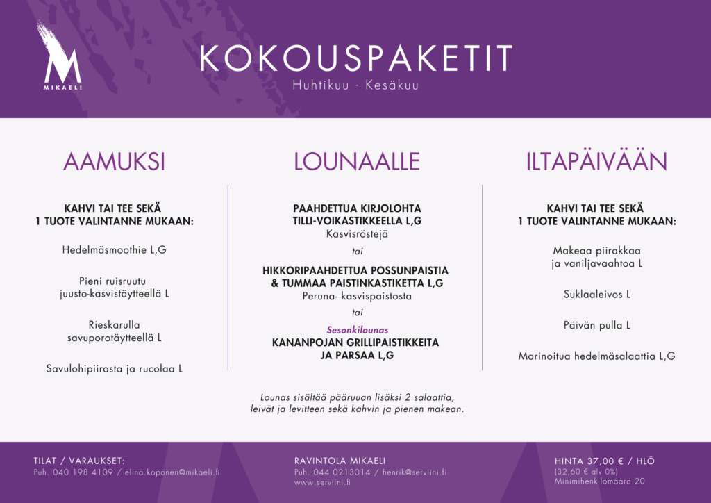 Mikaelin herkulliset kokoustarjoilut