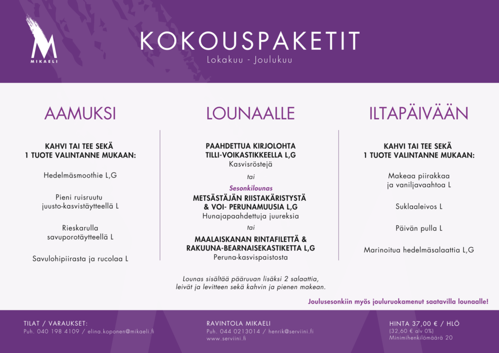 Mikaelin herkulliset kokoustarjoilut